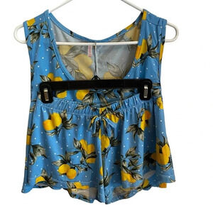Sweet blue lemon print pajama short set Spring Summer Fruit vacation soft comfy